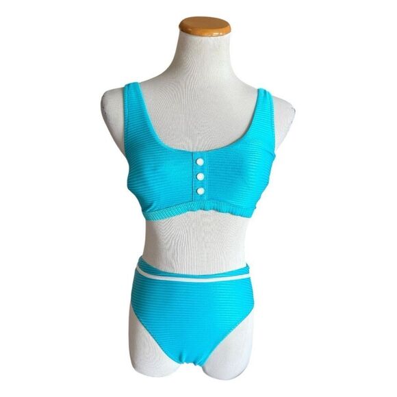 Womens Cupshe Two Piece Ribbed Bikini Swimsuit Bathing Suit - Sz M - Picture 1 of 1